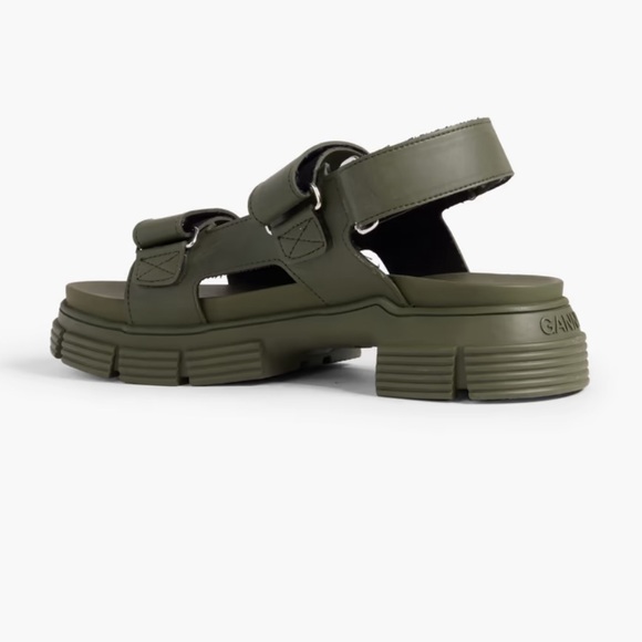 GANNI Recycled Rubber Hiking Sandals - Kalamata Green SZ 38, Hardly Worn - Picture 4 of 7